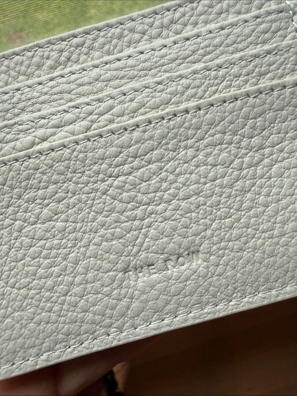 The Row inspired Cream Pebbled Leather Card Case